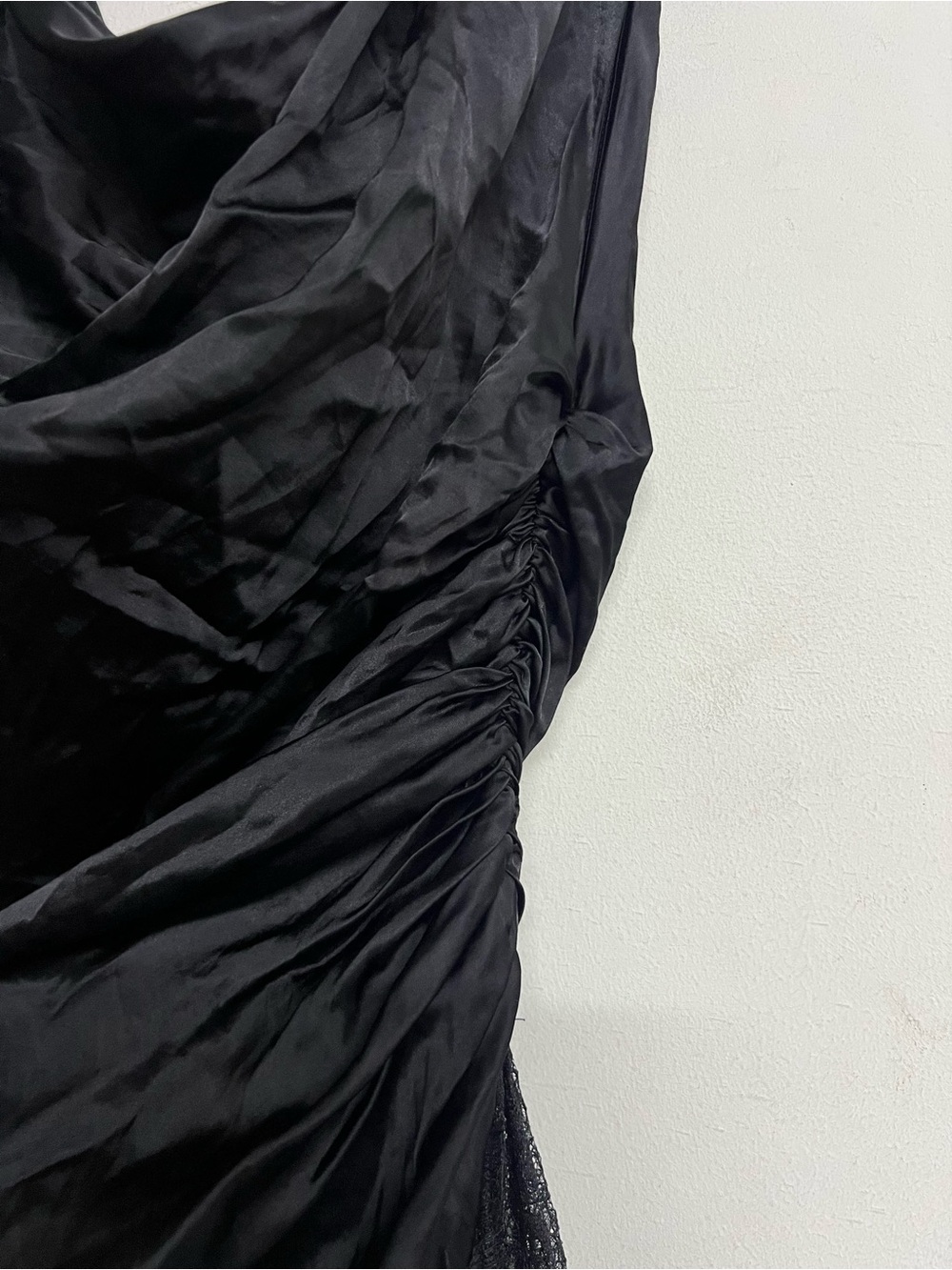 New NBD Rowan Black Gown Lace Panel Maxi Dress Ruched Off The Shoulder Formal - Picture 13 of 14